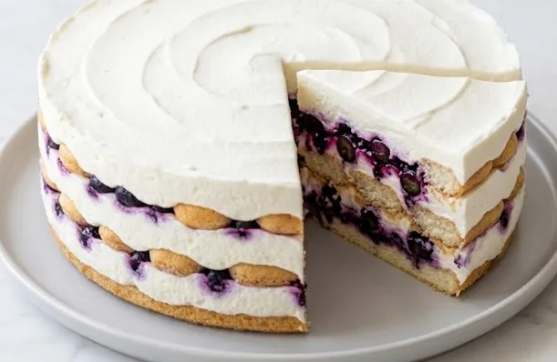 Borovnica torta: Prefinjena višeslojna simfonija baršunastog vanila krema i jarko obojenog voćnog jezgra