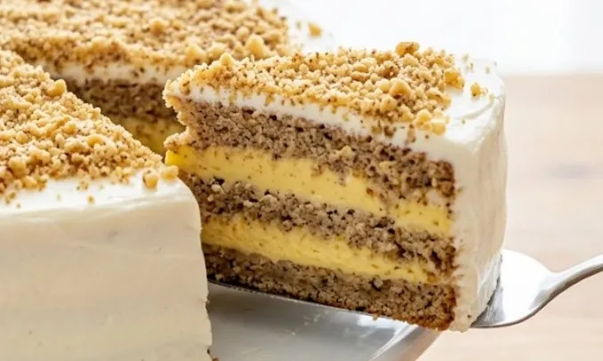 Starinska rođendanska torta sa orasima i mlevenim keksom bez pečenja kora