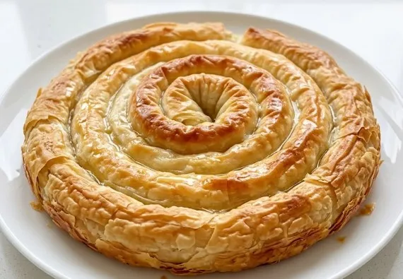 Domaća hrskava pita sirnica sa slanim sirom direktno iz rerne