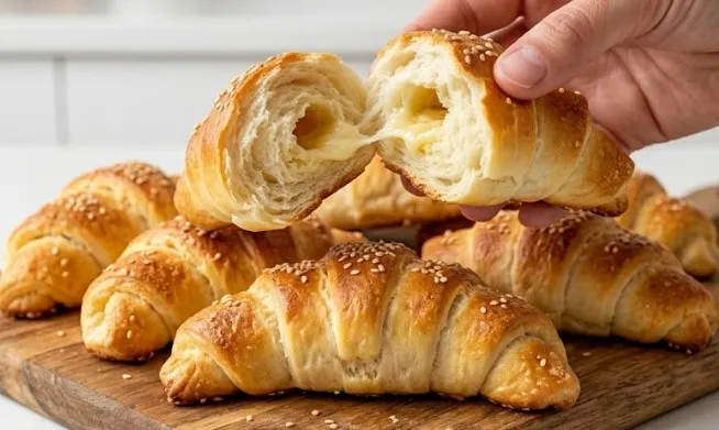 Tradicionalne domaće pamuk kiflice sa sitnim sirom iz rerne