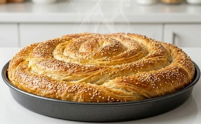 Tradicionalna domaća lisnata pogača sa susamom direktno iz rerne