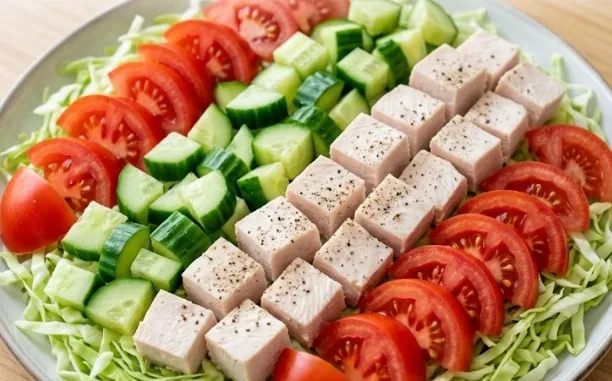 Osvežavajuća letnja salata sa kuvanom piletinom i mešanim povrćem