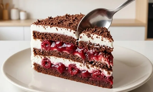 Osvežavajuća posna kremasta torta sa malinama i keksom bez pečenja kora
