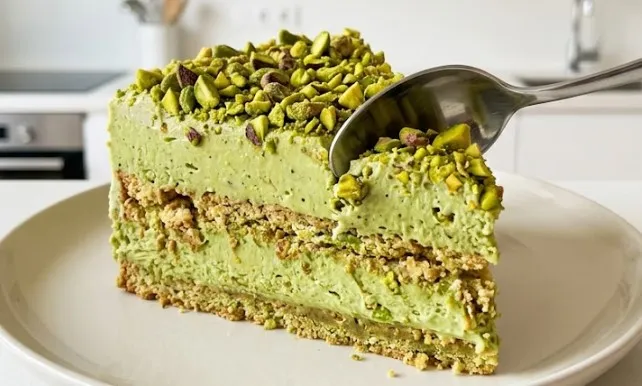 Raskošna i vibrantna torta od pistaća sa keksom i svilenkastim kremom
