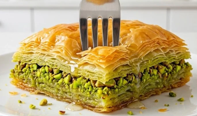 Tradicionalna baklava sa pistaćima natopljena slatkom agdom