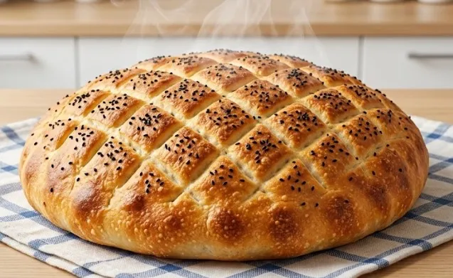 Tradicionalni mekani somun sa crnim kimom iz domaće rerne